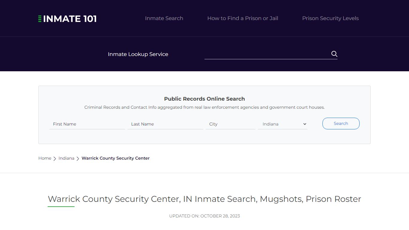 Warrick County Security Center, IN Inmate Search, Mugshots, Prison ...